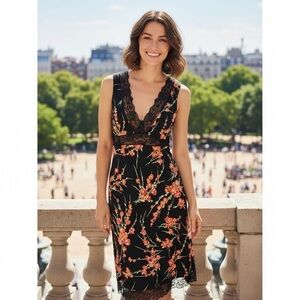 Bebe floral lace midi dress Medium